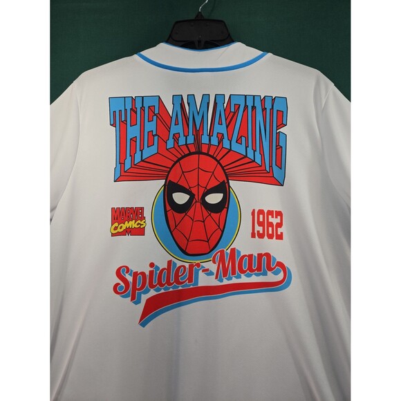 Marvel The Amazing Spider-Man 1962 Baseball Jersey Button Up White Size XL *READ - Picture 2 of 11
